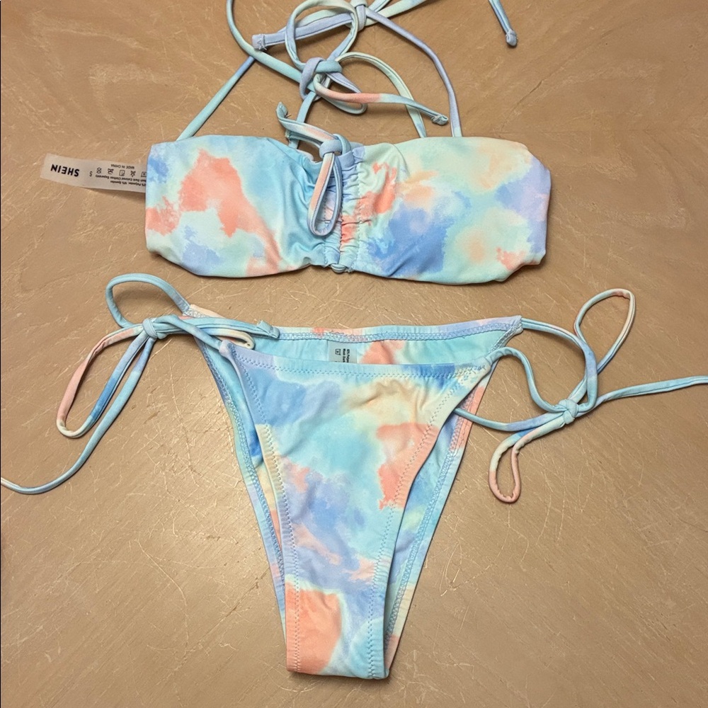 SHEIN Pastel Tie-Dye Bikini Set